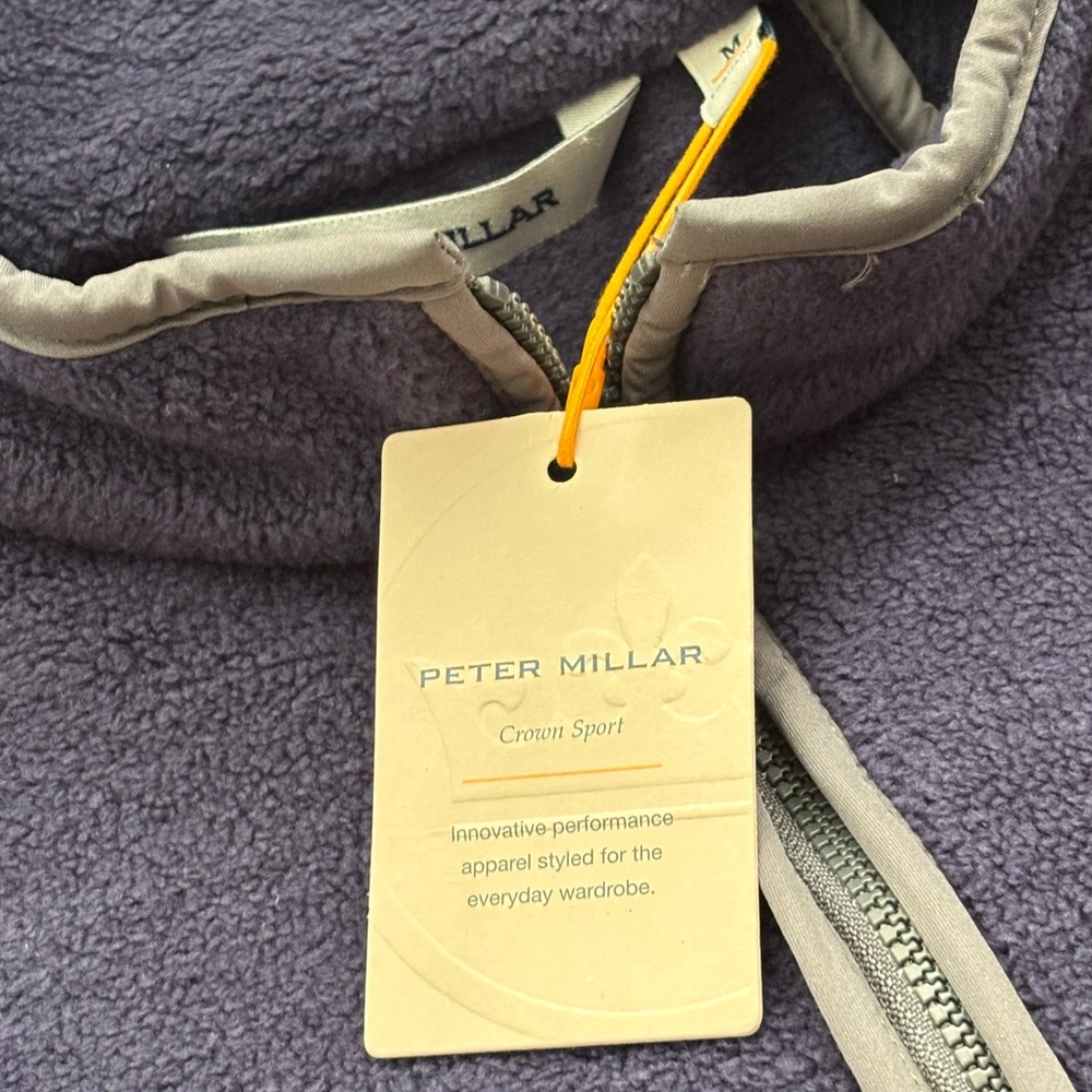 Peter Millar Men's Navy Zip-Up Crown Sport Fleece Sweater - Picture 7 of 10